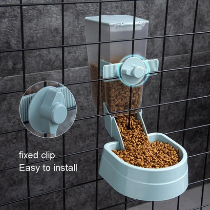 Hanging Feeder for Cats in Daily Home Care Routines - wire-mounted automatic cat food dispenser with clip, keeps kibble off the floor