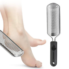 Stainless Steel Foot Exfoliator and Grinding Tool with Comfortable Handle Small Hole Square Hole (Black)