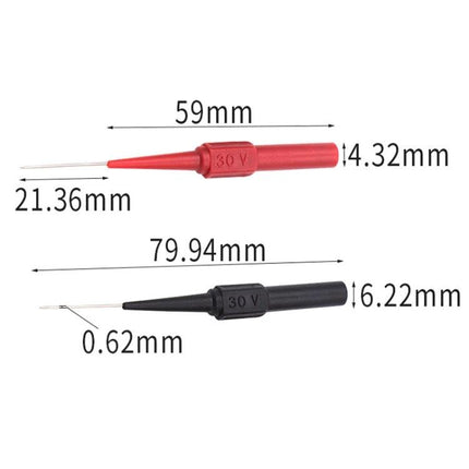 Multimeter Probe for Daily Auto and Electrical Checks - red and black piercing test probes with measurements for non-destructive cable testing