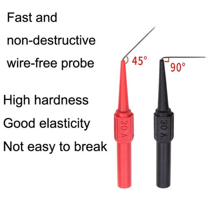Multimeter Probe for Daily Auto and Electrical Checks - red and black non-destructive wire-free piercing probes, 45° and 90° tips for car and electrical testing
