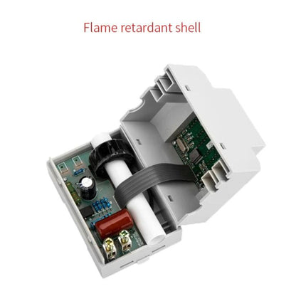 Din Rail AC Voltage and Current Monitoring Meter for Power Systems showing open flame retardant shell and internal circuit components