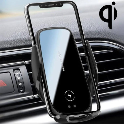 M11 Car Wireless Charging Bracket For Phones Easy Mount showing phone in 360° rotating dash vent mount with Qi wireless charging