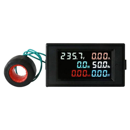 Multifunctional Digital Meter for Electrical Parameter Monitoring displaying AC voltage, current, power and frequency with CT sensor