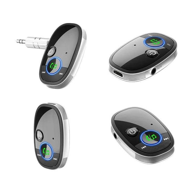 Car Bluetooth Receiver Black In Car Music Listening compact black Bluetooth 5.0 receiver for AUX hands-free calls and wireless music streaming