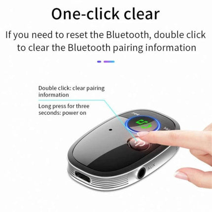 Car Bluetooth Receiver Black In Car Music Listening compact black Bluetooth 5.0 receiver with one-click clear pairing and AUX port