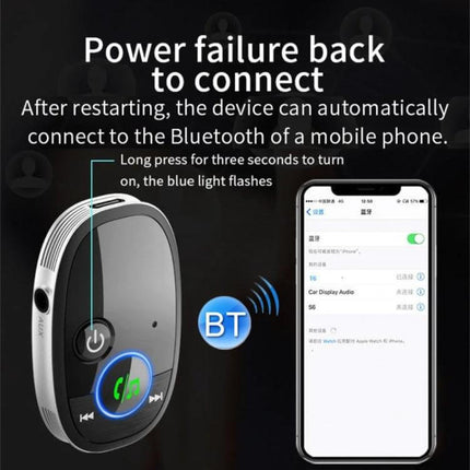 Car Bluetooth Receiver Black In Car Music Listening compact Bluetooth 5.0 AUX adapter for wireless music streaming and hands-free calls