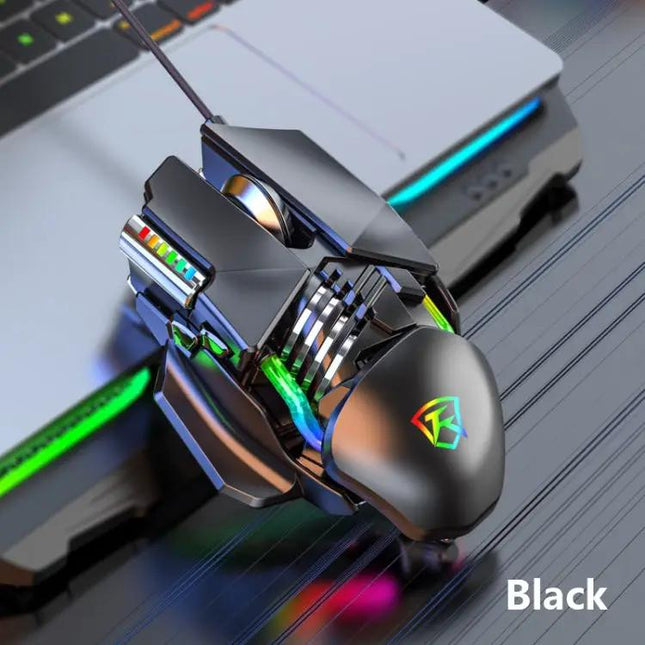 Taijia Adjustable Wired RGB Gaming Mouse in Black and White | Syndmart