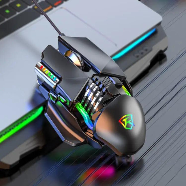 Taijia Adjustable Wired RGB Gaming Mouse in Black and White | Syndmart