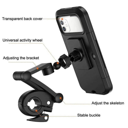 Bicycle Phone Holder Waterproof Bag For Everyday Rides - black universal waterproof bike phone mount with adjustable bracket and stable buckle