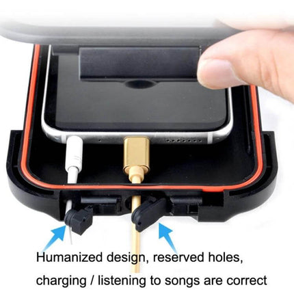 Bicycle Phone Holder Waterproof Bag For Everyday Rides showing phone inside waterproof case with charging and audio access