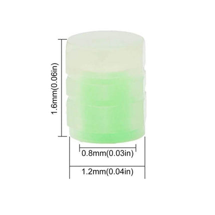 Luminous Tire Valve Caps 4pc Set for Cars and Motorcycles - glowing green ABS valve cap with dimensions 1.6mm x 1.2mm protecting against dirt and leaks