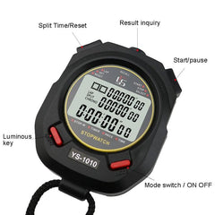 Luminous 3-Row Stopwatch Timer with Durable Design for Training and Referee Use