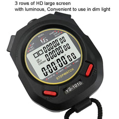 Luminous 3-Row Stopwatch Timer with Durable Design for Training and Referee Use