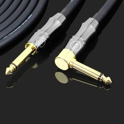 Audio Cable for Home Music Practice and Instrument Links connecting guitar or bass to amp with gold-plated straight and right-angle plugs