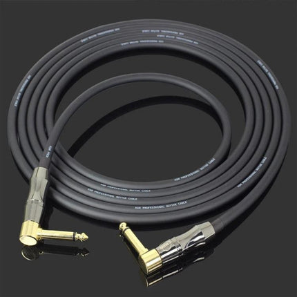 Audio Cable for Home Music Practice and Instrument Links - coiled instrument cable with straight and right-angle gold plugs for clear amp connection