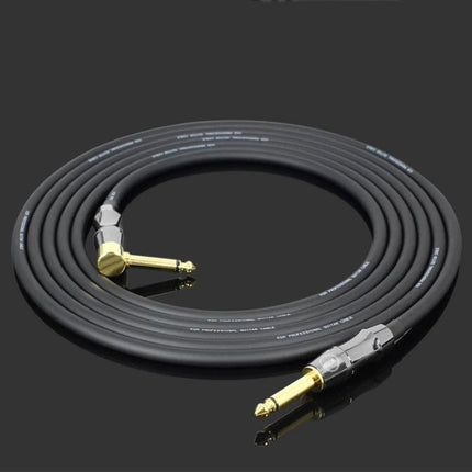Audio Cable for Home Music Practice and Instrument Links - coiled instrument cable with gold-plated straight and right-angle plugs, noise-reducing