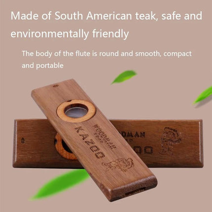 Portable Wooden Kazoo for Travel and Daily Entertainment - compact South American teak kazoo, pocket-sized wooden instrument for travel and fun