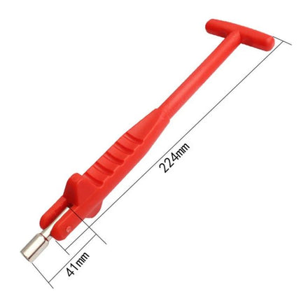 Practical Tool for Everyday Car Tire Valve Maintenance - red T-handle threaded front port valve removal and installation tool, 224mm