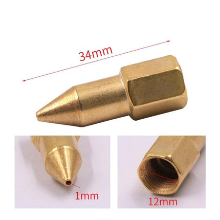 Essential copper grease fittings for vehicle and tool maintenance - 34mm brass fitting with 1mm nozzle and 12mm hex opening