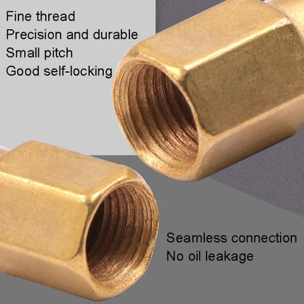 Essential copper grease fittings for vehicle and tool maintenance - close-up of threaded copper grease fitting showing fine thread and seamless connection