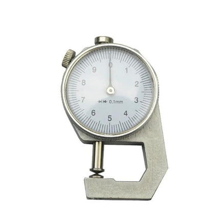Dial Thickness Gauge for Leather, Paper, and Metal, 0-10mm – compact dial gauge measuring leather, paper, metal, jewelry and film thickness