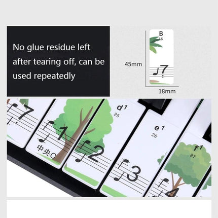 Colorful Piano Keyboard Stickers for Home Music Learning Sessions - removable tree design note labels for beginner practice