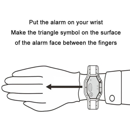 ETCR Non-Contact High Voltage Alarm for Electrician Safety Detection wrist placement diagram showing triangle symbol between fingers