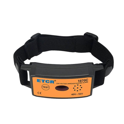 ETCR Non-Contact High Voltage Alarm for Electrician Safety Detection worn on adjustable headband, automatic high/low voltage alert 40V–1kV