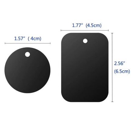 Magnetic Sheets for Car Phone Holders, 30 Pack — black round and rectangle adhesive magnetic plates with dimensions 1.57" and 2.56" for vehicle mounts