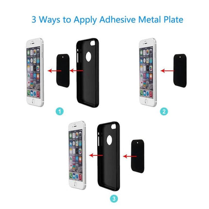 Magnetic Sheets for Car Phone Holders, 30 Pack - three ways to apply adhesive metal plate to phone or case for magnetic car mounts