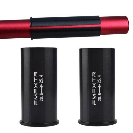 Seat Tube Reducer Sleeve For Bicycle Use Aluminum Alloy Multiple Sizes - black aluminum adapters 28.6→25.4mm shown with red seat post