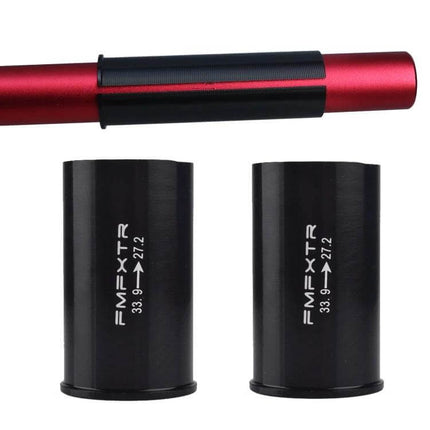 Seat Tube Reducer Sleeve For Bicycle Use Aluminum Alloy Multiple Sizes - black 33.9 to 27.2mm adapter sleeves with red seatpost