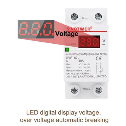 SINOTIMER Automatic Reset Under-Voltage Protector for Home Use LED digital display voltage protective device