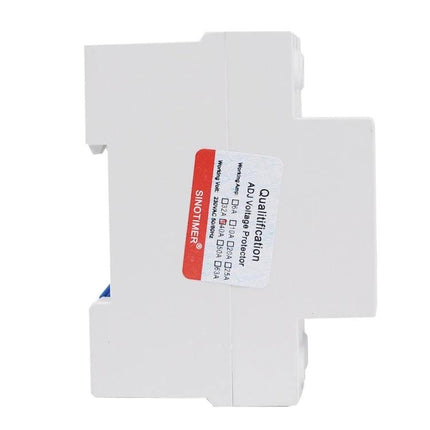SINOTIMER Adjustable Under-Voltage Protector for Home Electrical Safety compact white DIN-rail under-voltage protection module