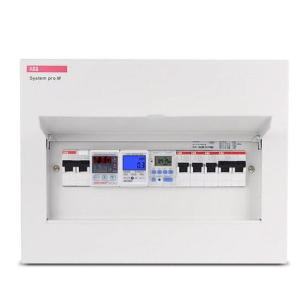 SINOTIMER Adjustable Under-Voltage Protector for Home Electrical Safety installed in white distribution panel with digital display and circuit breakers