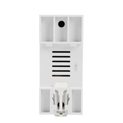 SINOTIMER Adjustable Under-Voltage Protector for Electrical Safety white plastic DIN-rail mount module front view
