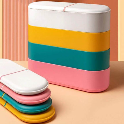 Household Battery Storage Box For Cables And Chargers, 3-Layer colorful stacked organizer for batteries chargers and cables
