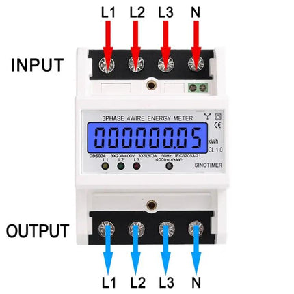 SINOTIMER Three-Phase Backlit Rail Electricity Meter for Monitoring