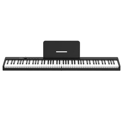Compact Folding Electric Piano for Everyday Music Practice at Home - slim black foldable keyboard with music stand for small spaces