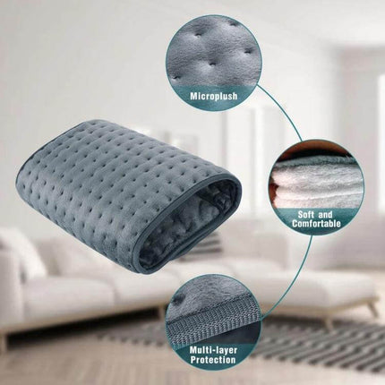 Heating Pad With Temperature Control For Pain Relief - large 30x60cm microplush pad, rapid heating, 9 temp levels, 4 timers, soft multi-layer comfort