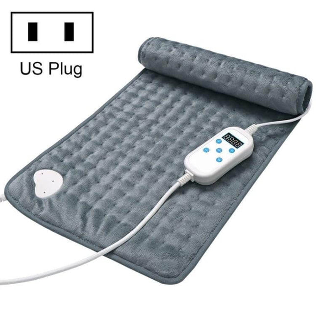Heating Pad With Temperature Control For Pain Relief – large 30x60cm gray electric pad with digital controller, 9 temps, 4 timers, US plug