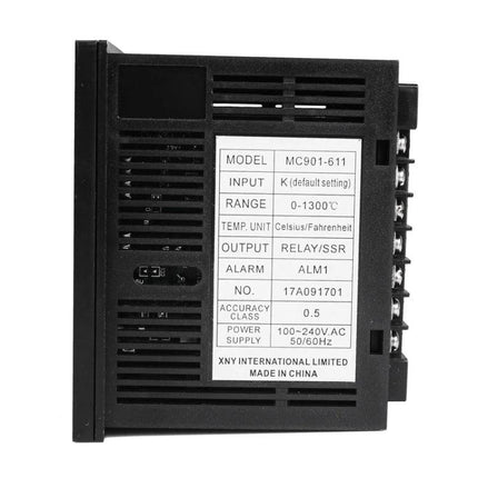 SINOTIMER PID Temperature Controller for Heating and Refrigeration - black PID controller unit showing model, input, range, output and wiring terminals