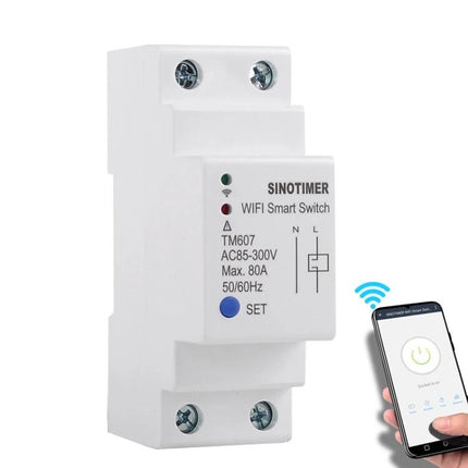 SINOTIMER WiFi Timer Switch for Remote Home Automation - white DIN rail WiFi smart switch with mobile app control