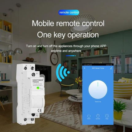 SINOTIMER WiFi Timer Switch for Remote Home Automation controlling lights and appliances via mobile app for scheduled energy-saving operation