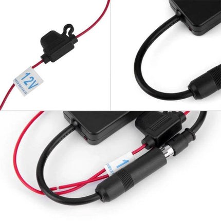 Car DAB AM FM Radio Antenna for Vehicle Signal Reception compact 12V inline copper wiring and connectors for improved car radio reception