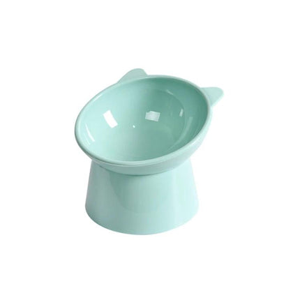 Practical Elevated Cat Food Bowl for Daily Home Use - mint green angled PP feeder on short pedestal, easy-clean ergonomic design