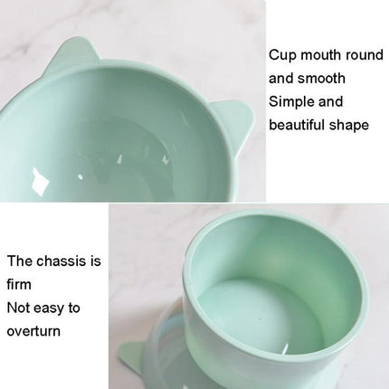 Practical Elevated Cat Food Bowl for Daily Home Use - mint green ergonomic PP bowl with cat ear design, easy to clean and stable, prevents bending