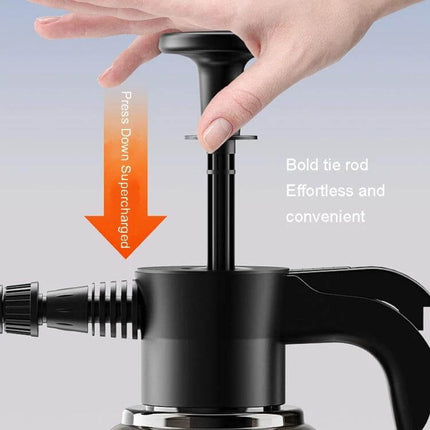 Handheld Foam Sprayer for Car Washing and Home Cleaning showing pump handle pressed for dense foam application