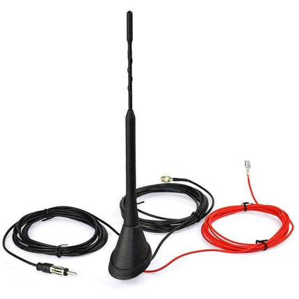 Roof Mounted DAB FM Antenna for Car Radio Signal Reception - black roof mount antenna with 7dB amplifier and connection cables