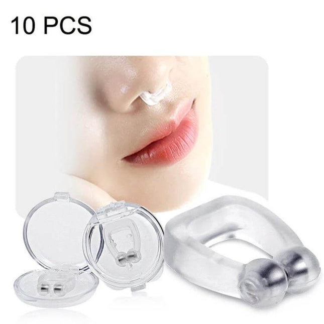 Mini Portable Silicone Magnetic Anti Snoring Nose Clip 10 Pack - clear silicone magnetic nose clips in case for travel and home sleep use
